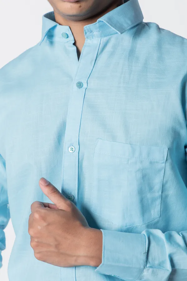 Sky_Blue_Textured_Casual_Shirt_For_Men