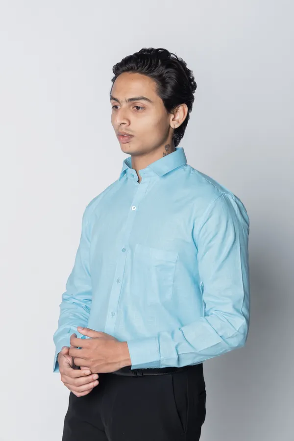 Sky_Blue_Textured_Casual_Shirt_For_Men