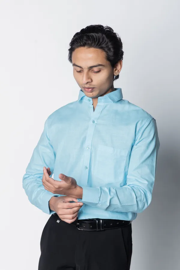 Sky_Blue_Textured_Casual_Shirt_For_Men