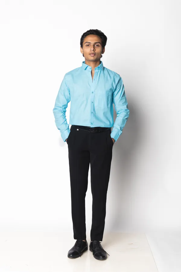 Sky_Blue_Textured_Casual_Shirt_For_Men