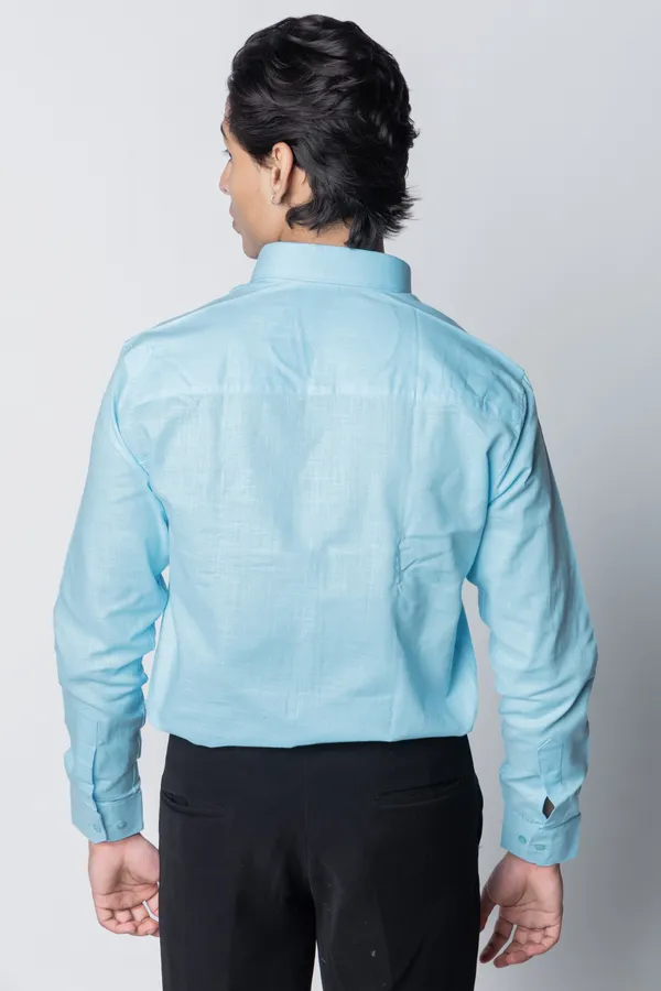 Sky_Blue_Textured_Casual_Shirt_For_Men