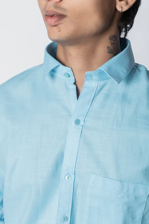 Sky_Blue_Textured_Casual_Shirt_For_Men