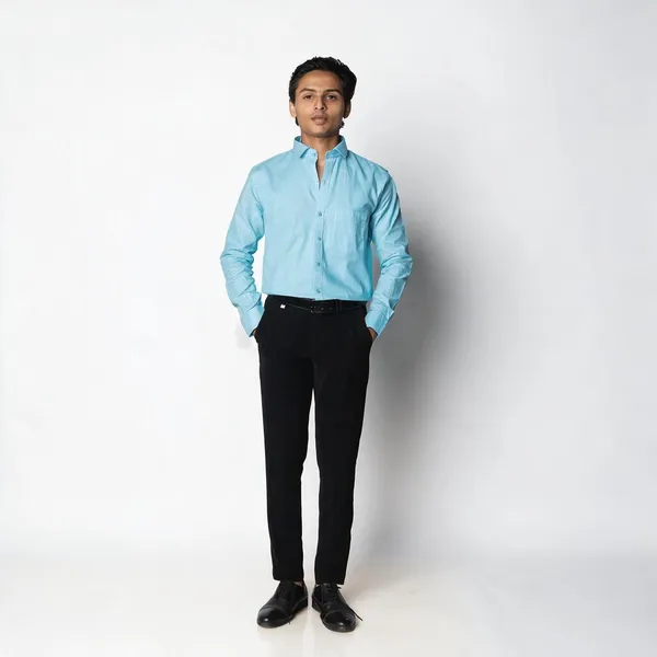 Sky_Blue_Textured_Casual_Shirt_For_Men
