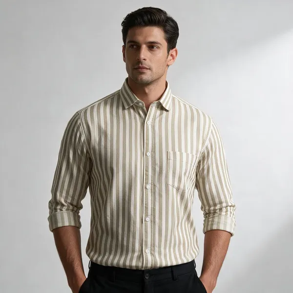 Cream_Striped_Casual_Shirt_For_Men
