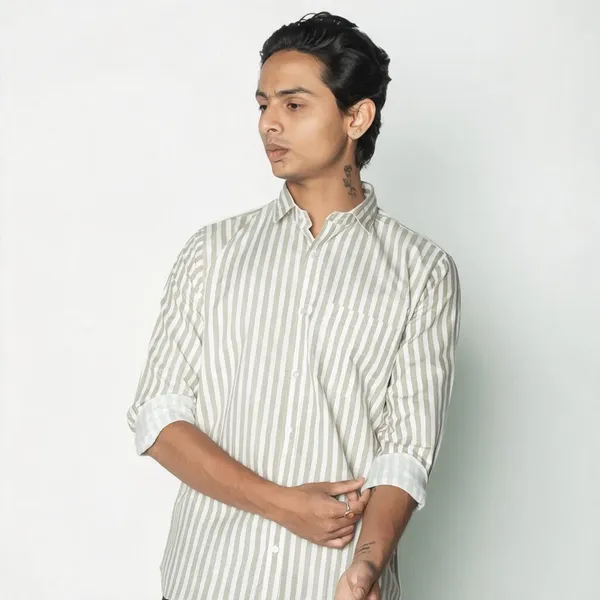 Olive_Green_And_White_Striped_Casual_Shirt_For_Men