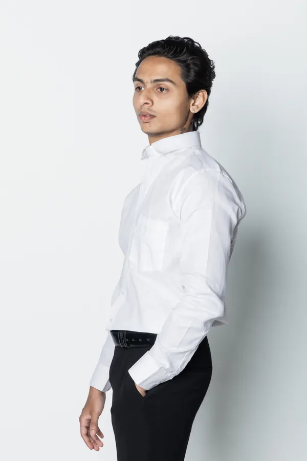 White_Textured_Regular_Fit_Shirt_For_Men