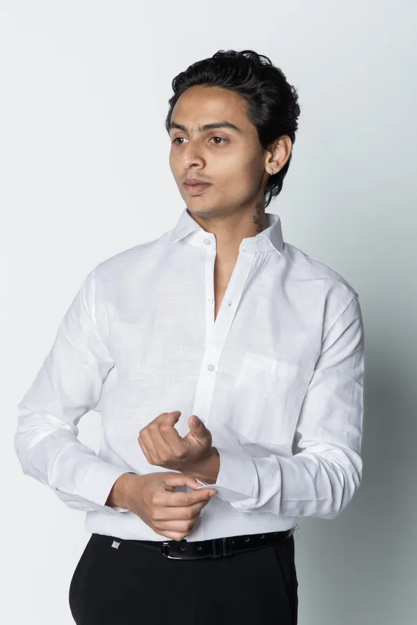 White_Textured_Regular_Fit_Shirt_For_Men