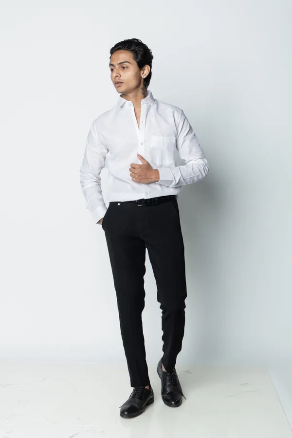 White_Textured_Regular_Fit_Shirt_For_Men