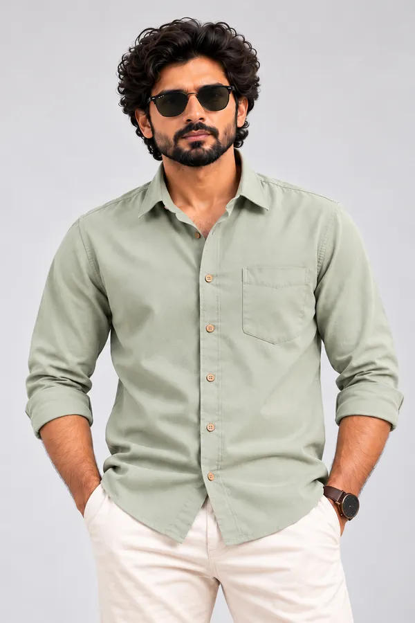 Green_Solid_Casual_Shirt_For_Men