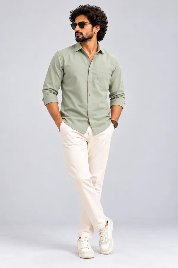 Green_Solid_Casual_Shirt_For_Men