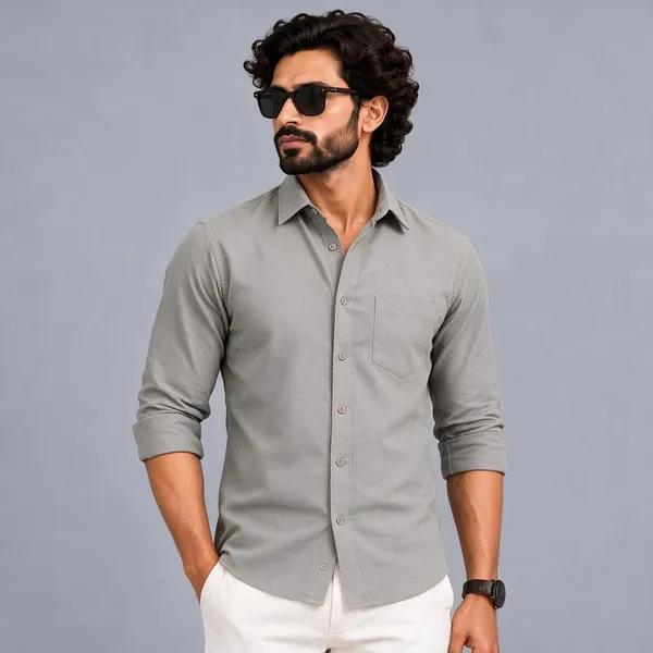 grey_Textured_Regular_Fit_Shirt_For_Men