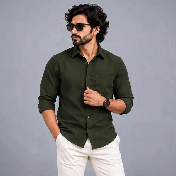 Olive_Solid_Regular_Fit_Shirt_For_Men