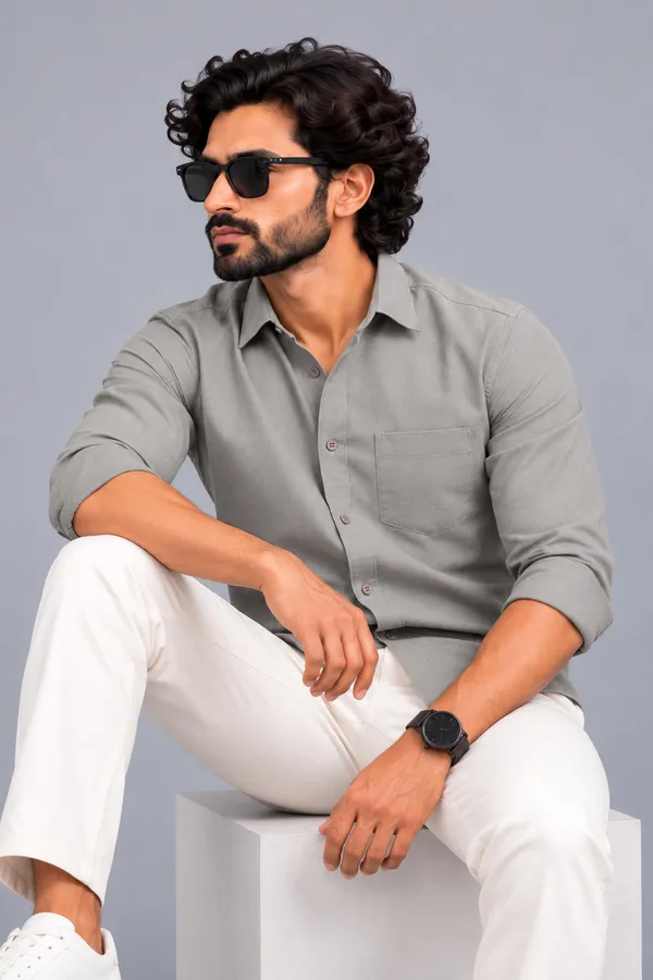 grey_Textured_Regular_Fit_Shirt_For_Men
