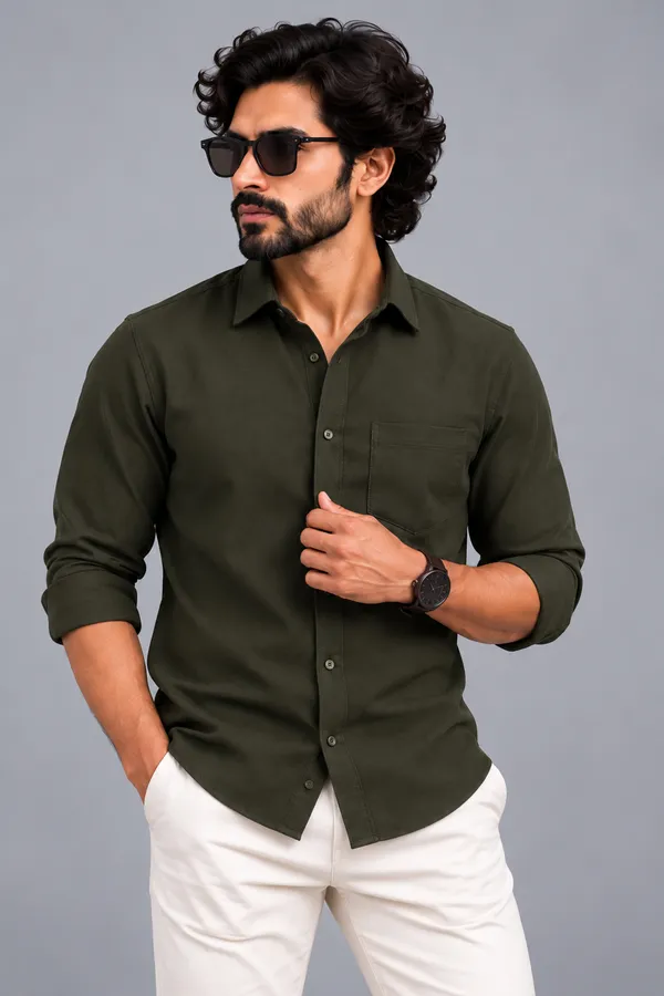 Olive_Solid_Regular_Fit_Shirt_For_Men