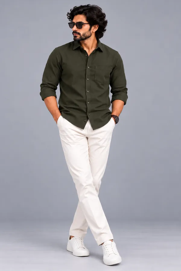 Olive_Solid_Regular_Fit_Shirt_For_Men