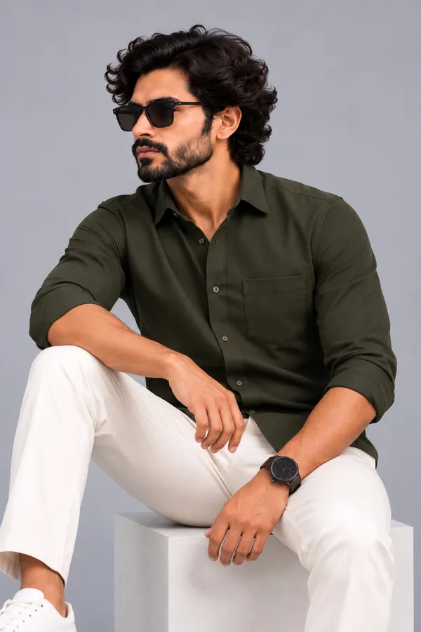 Olive_Solid_Regular_Fit_Shirt_For_Men