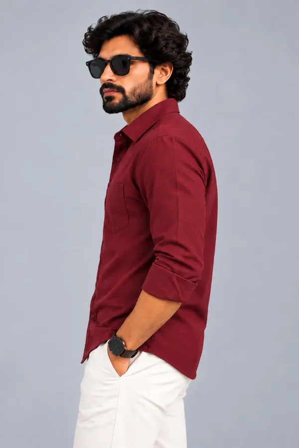 Maroon_Textured_Regular_Fit_Shirt_For_Men