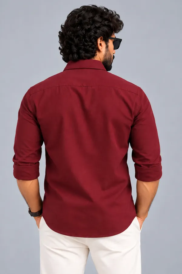 Maroon_Textured_Regular_Fit_Shirt_For_Men