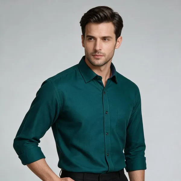 Teal_Solid_Regular_Fit_Collared_Shirt_For_Men