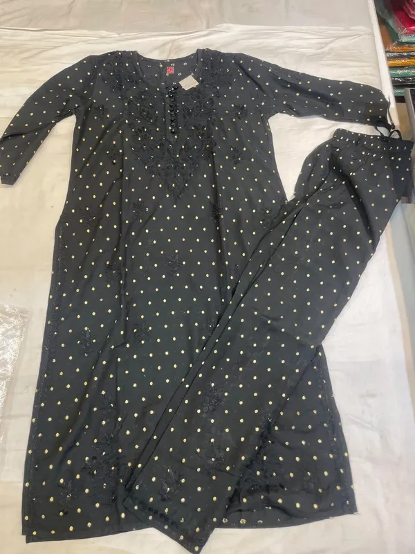 Black_Polka_Dot_Kurta_With_Dupatta_For_Women