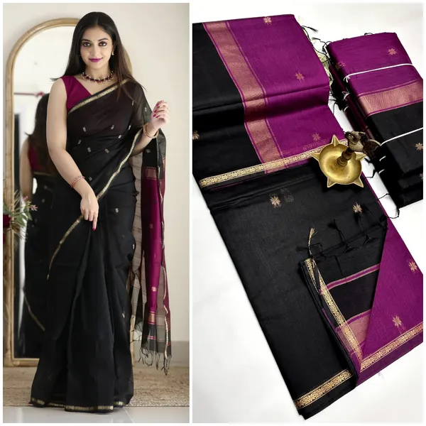 Kancheepuram_Light_Weight_Very_Soft_Little_Border_Saree_With_Running_Blouse