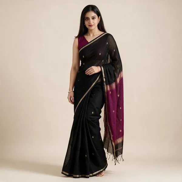 Kancheepuram_Light_Weight_Very_Soft_Little_Border_Saree_With_Running_Blouse