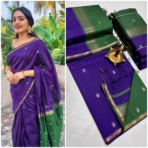 kancheepuram__Light_Weight_Very_Soft_little_border_saree_with_running_blouse