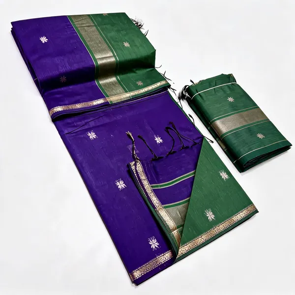 Kancheepuram_Light_Weight_Very_Soft_Little_Border_Saree_With_Running_Blouse