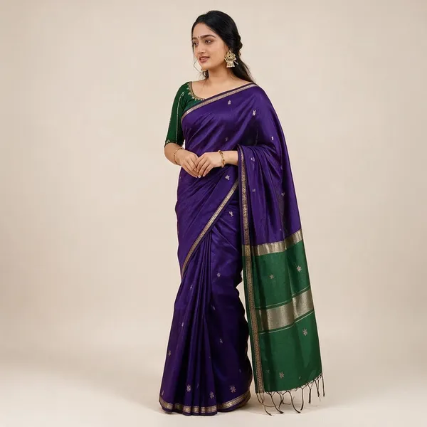 Kancheepuram_Light_Weight_Very_Soft_Little_Border_Saree_With_Running_Blouse