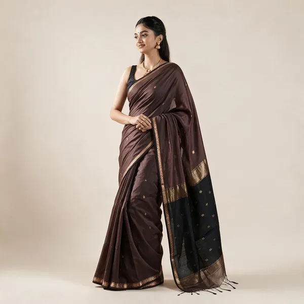Kancheepuram_Light_Weight_Very_Soft_Little_Border_Saree_With_Running_Blouse