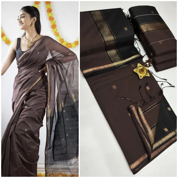 Kancheepuram_Light_Weight_Very_Soft_Little_Border_Saree_With_Running_Blouse