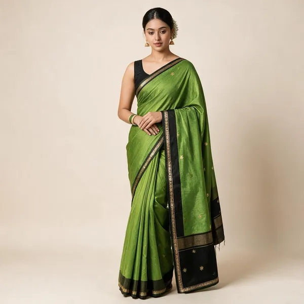 Kancheepuram_Light_Weight_Very_Soft_Little_Border_Saree_With_Running_Blouse