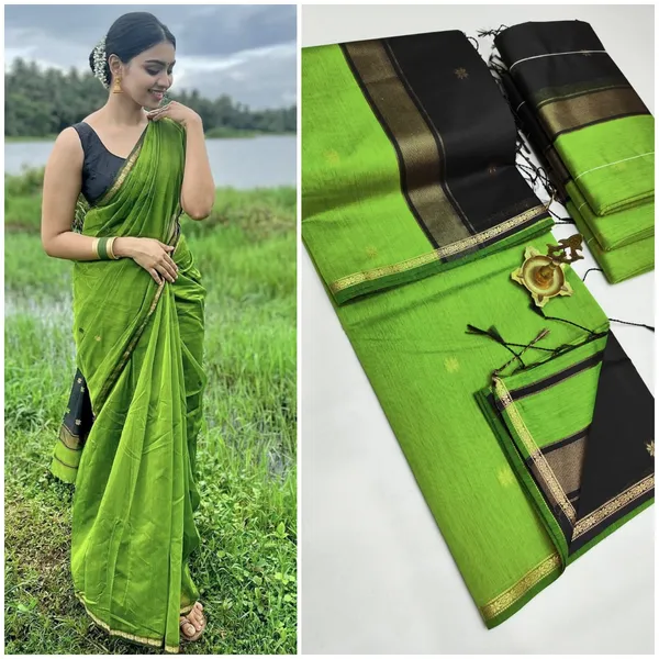 Kancheepuram_Light_Weight_Very_Soft_Little_Border_Saree_With_Running_Blouse