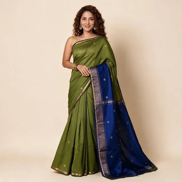 Kancheepuram_Light_Weight_Very_Soft_Little_Border_Saree_With_Running_Blouse