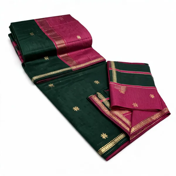 Kancheepuram_Light_Weight_Very_Soft_Little_Border_Saree_With_Running_Blouse