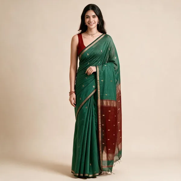 Kancheepuram_Light_Weight_Very_Soft_Little_Border_Saree_With_Running_Blouse