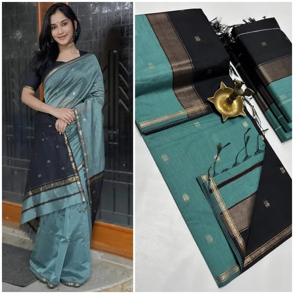 kancheepuram__Light_Weight_Very_Soft_little_border_saree_with_running_blouse