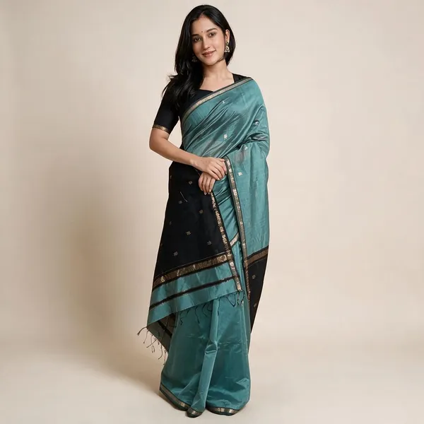 Kancheepuram_Light_Weight_Very_Soft_Little_Border_Saree_With_Running_Blouse