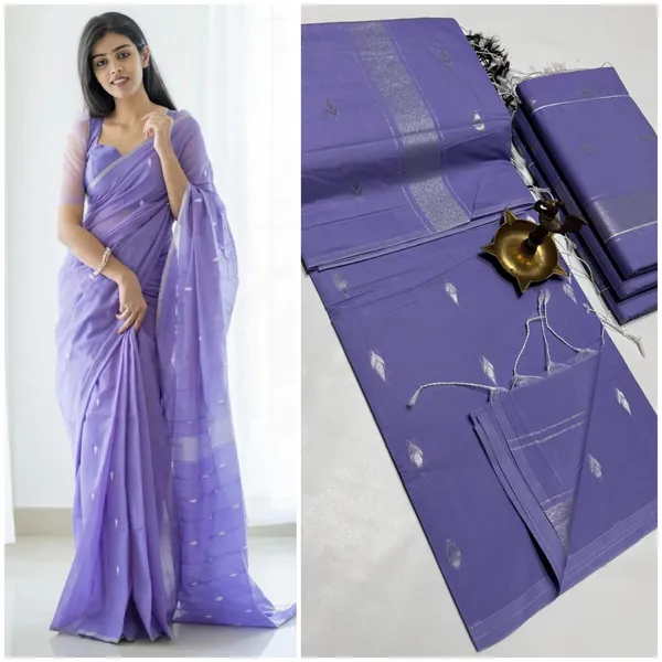 Kancheepuram_Light_Weight_Very_Soft_Little_Border_Saree_With_Running_Blouse