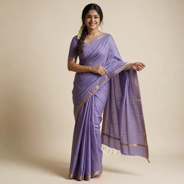 Kancheepuram_Light_Weight_Very_Soft_Little_Border_Saree_With_Running_Blouse