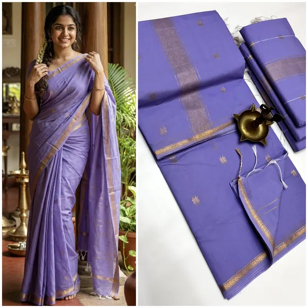 Kancheepuram_Light_Weight_Very_Soft_Little_Border_Saree_With_Running_Blouse