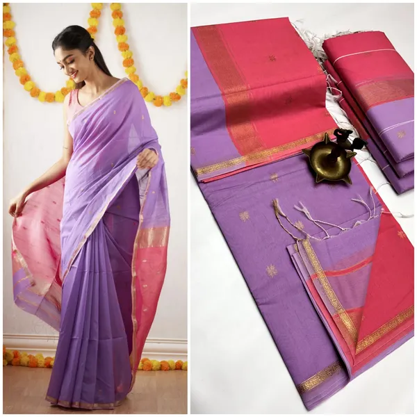 kancheepuram__Light_Weight_Very_Soft_little_border_saree_with_running_blouse