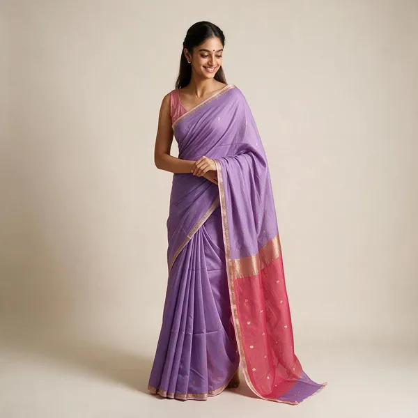 Kancheepuram_Light_Weight_Very_Soft_Little_Border_Saree_With_Running_Blouse