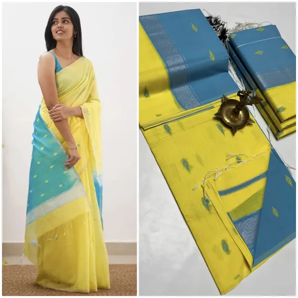 Kancheepuram_Light_Weight_Very_Soft_Little_Border_Saree_With_Running_Blouse