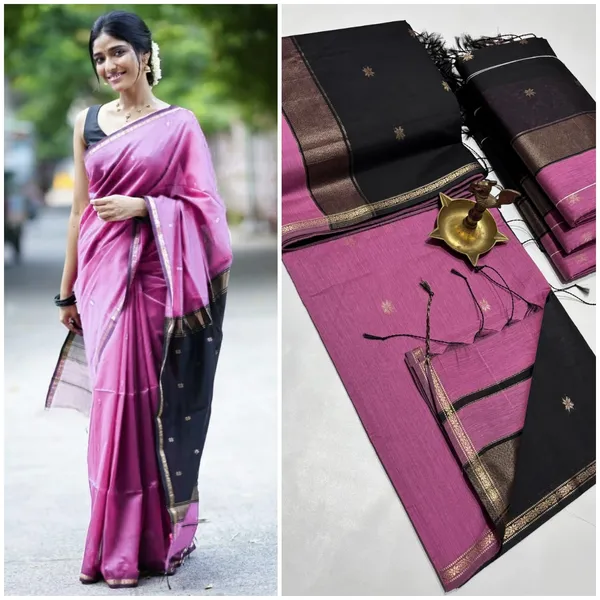 kancheepuram__Light_Weight_Very_Soft_little_border_saree_with_running_blouse