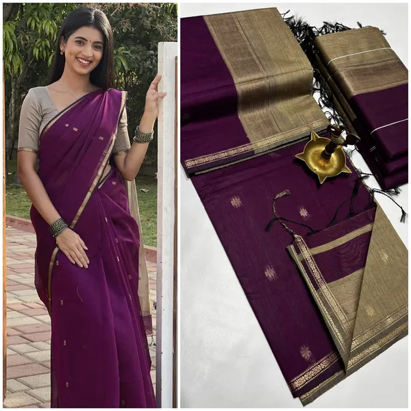 Kancheepuram_Light_Weight_Very_Soft_Little_Border_Saree_With_Running_Blouse