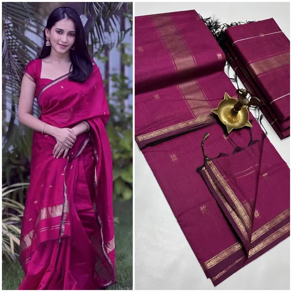 kancheepuram__Light_Weight_Very_Soft_little_border_saree_with_running_blouse