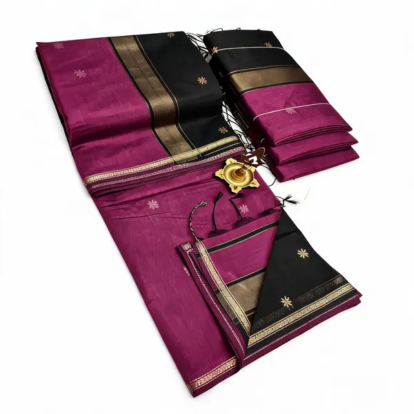 Kancheepuram_Light_Weight_Very_Soft_Little_Border_Saree_With_Running_Blouse