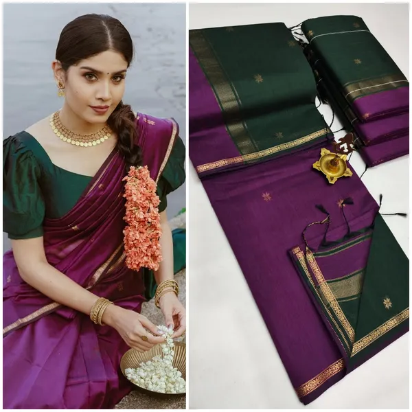 kancheepuram__Light_Weight_Very_Soft_little_border_saree_with_running_blouse