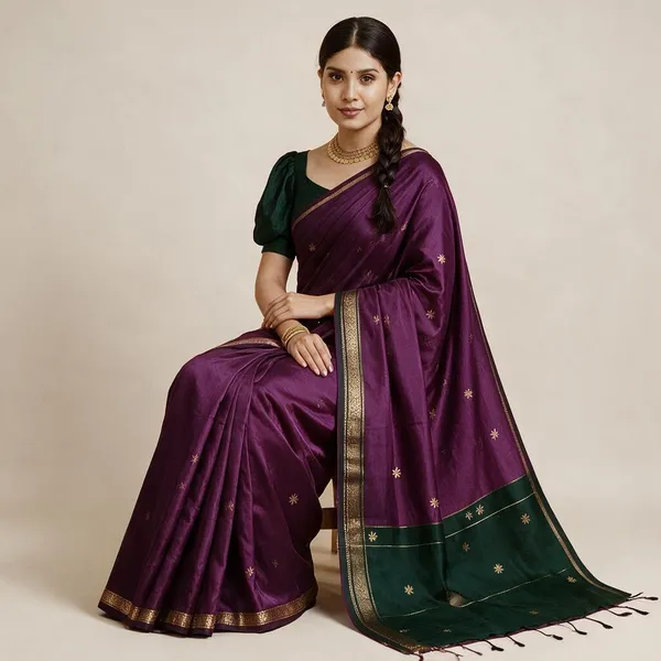 Kancheepuram_Light_Weight_Very_Soft_Little_Border_Saree_With_Running_Blouse
